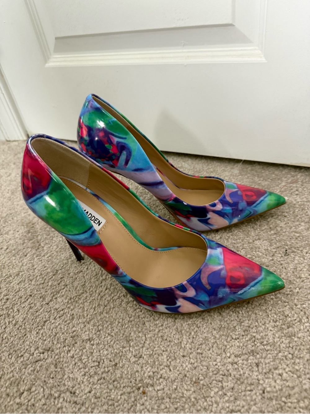 Steve Madden Watercolor Pointed-Toe Stilettos in Green Pink Blue